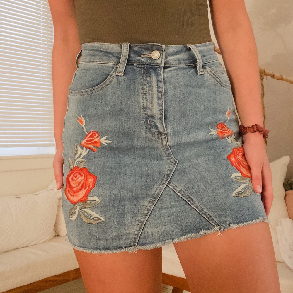 Jean Skirt with Floral Detailing | Hammer Jeans | Small